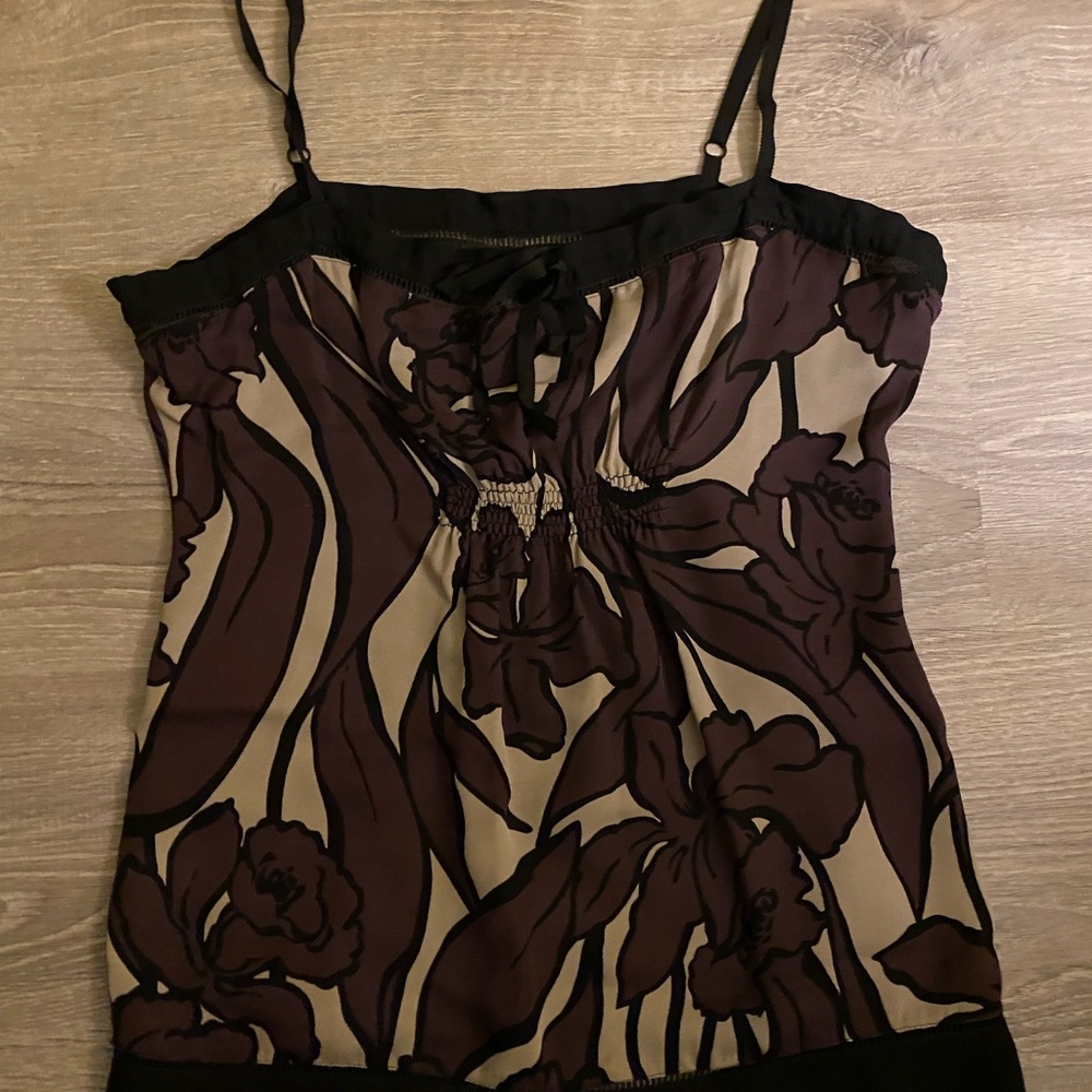 BCBGMaxAzria Black & Purple Loose-Fitted Tie Front Camisole